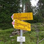 Wegweiser bei Preda 1789 m.ü.M. (Albulapassstrasse).