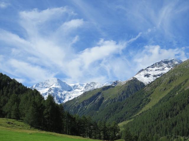 Blick auf die Pigne d'Arolla, Mont Blanc de Cheilon und La Roussette