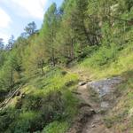 nach einer grossen Kehre zieht der Bergweg, weiter an Höhe gewinnend nun ständig Taleinwärts