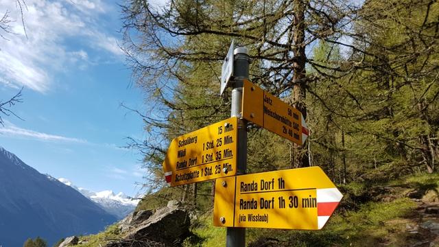 bei der Weggabelung Punkt 1977 m.ü.M. - kurz vor Rötiboden - biegt der normale Hüttenweg rechts ab