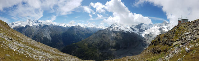 schönes Breitbildfoto in der Bildmitte das Mettelhorn. War das für eine traumhafte Bergtour!