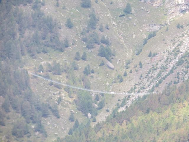 Blick auf die andere Talseite des Mattertals und zur neu erbauten Hängebrücke auf dem Europaweg...