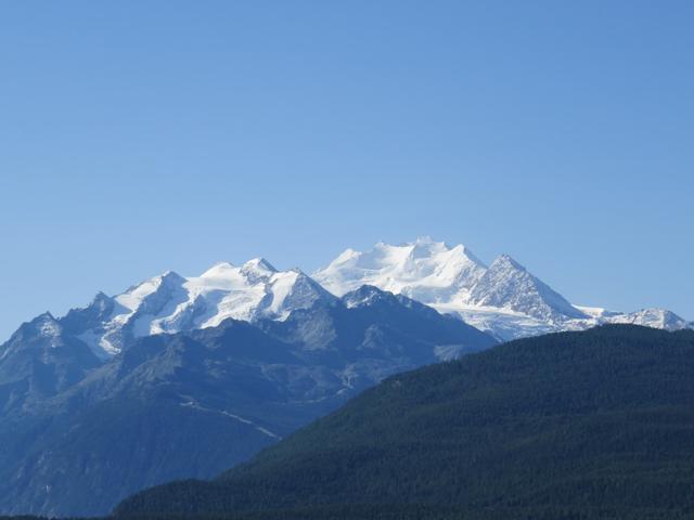 ...und geniessen die Aussicht auf die Balfrin- und Mischabelgruppe mit Balfrin, Nadelhorn, und Dom oder...