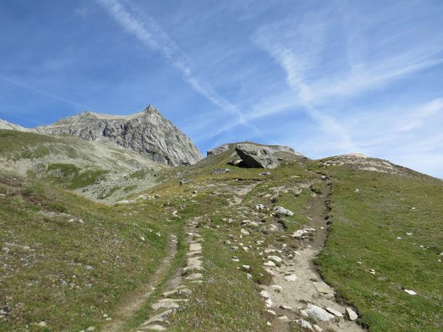 auf den breiten Rücken des Grieläger führt uns der Wanderweg nun angenehm und sanft zur Wiwannihütte