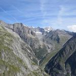 Blick ins Baltschiedertal mit Stockhorn, Strahlhorn, Gredetschhorli und Nesthorn