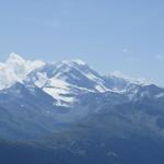 Blick zur Fletschhorngruppe mit Fletschhorn, Lagginhorn und Weissmies