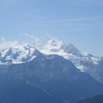 Blick zur Balfrin- und Mischabelgruppe mit Balfrin, Nadelhorn, Lenzspitze und Dom