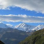 was für eine traumhafte Aussicht! Nordend, Dufourspitze, Monte Rosa, Liskamm, die Zwillinge Castor und Pollux