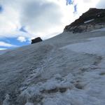 zum Gipfelaufbau des Mettelhorns muss ein kleines und kurzes Gletscherfeld überquert werden