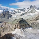 einfach traumhaft schön! Matterhorn, Dent d'Hérens, Wellenkuppe  und in der Bildmitte das Platthorn