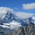 das Matterhorn und Dent d'Hérens herangezoomt