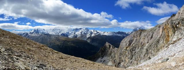 sehr schönes Breitbildfoto aufgenommen auf dem Sattel zwischen Mettelhorn und Platthorn