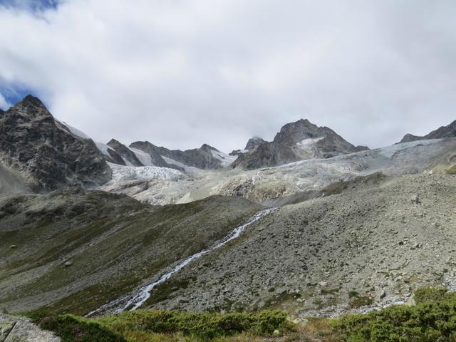 Blick hinauf zum Ober Gabelhorn und zur Wellenkuppe mit Gabelhorn- und Triftgletscher