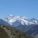 Blick zur Mischabelgruppe mit Balfrin, Dom, Täschhorn und viele mehr