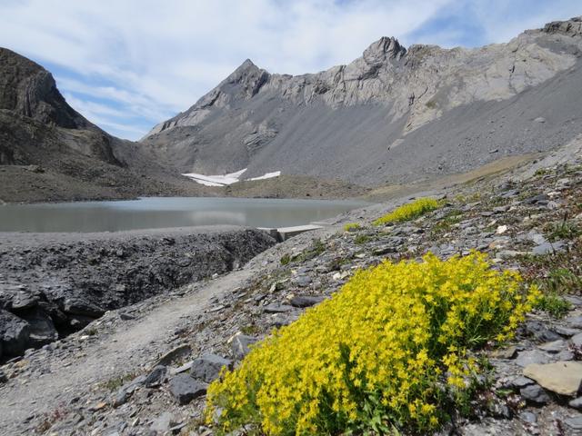 wir erreichen den Lac de La Forcla 2450 m.ü.M. mit seiner kleinen Staumauer