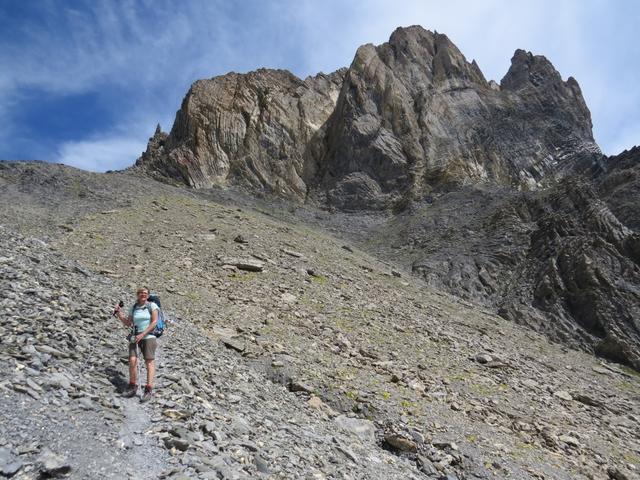 Blick zurück zum Col de la Forcla. Rechts davon der Dent de Chamosentse