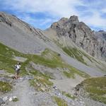 Blick zurück zum Col de la Forcla. Rechts davon der Dent de Chamosentse