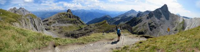 super schönes Breitbildfoto aufgenommen bei der Cabane. Von links Dent de Chamosentse, Pointe de Chemo und Petit Muveran