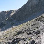 auf ca. 2350m wendet sich der Weg unter Aufschwüngen, links in steiniges Gelände