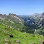 sehr schönes Breitbildfoto mit Blick ins Vallon de Nant. Rechts der Grand Muveran