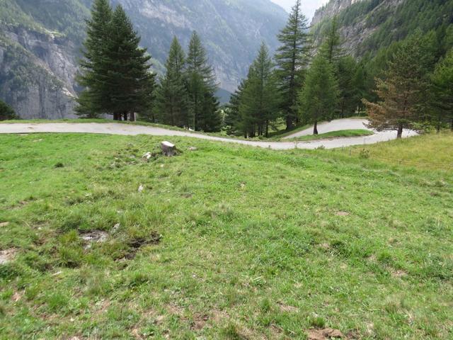 ab hier besteht die Möglichkeit über den Wanderweg diverse Serpentinen der Strasse abzukürzen