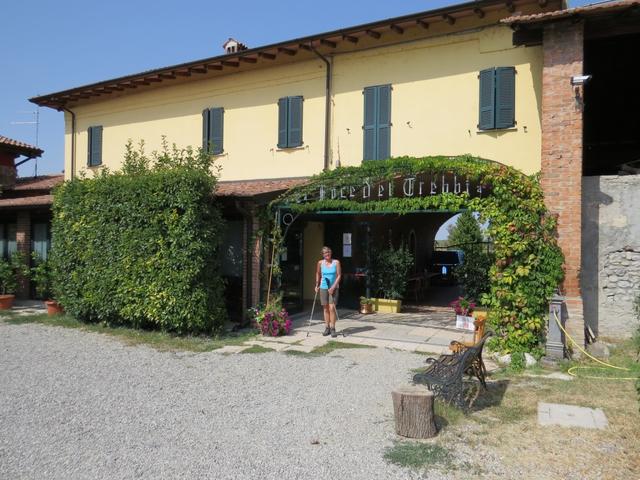 perfekt zur Mittagszeit, bei einer unglaublichen Hitze, erreichen wir das Agriturismo La foce del Trebbia