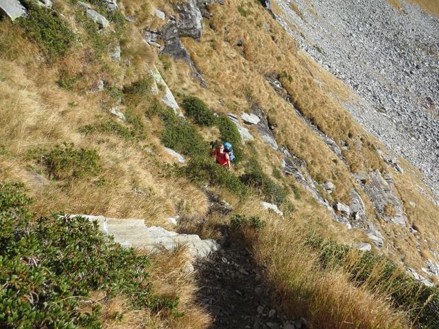 auf diesem Bild ist sehr gut ersichtlich, wie steil der Couloir ist