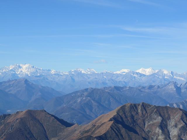 Blick in die Walliser Alpen mit Monte Rosa, und Dom