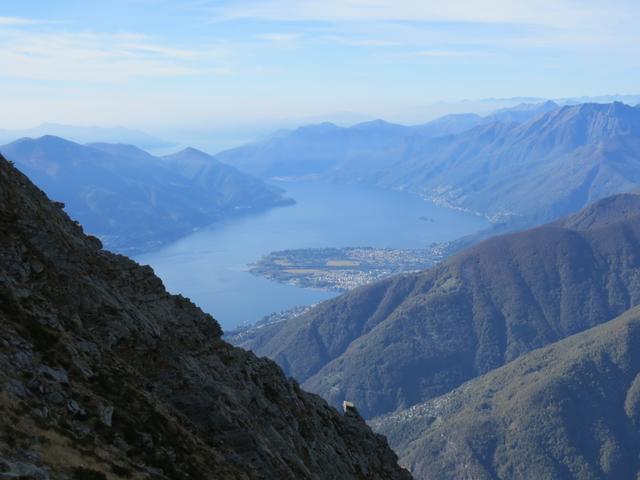 Blick auf den Lago Maggiore mit dem Maggiadelta, Ascona und Locarno
