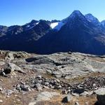 super schönes Breitbildfoto, aufgenommen auf der Fuorcla Surlej mit Blick Richtung Piz Roseg