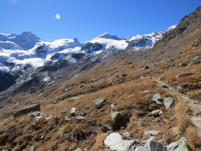 der Hüttenweg zieht sich doch in die Länge. Immer wieder bleiben wir stehen, - was die Wanderzeit zusätzlich in die Länge zi