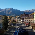 Blick vom Hotelzimmer in das Dorfzentrum von Pontresina