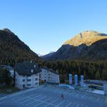 Blick vom Hotelzimmer ins Val Roseg. Die heutige Wanderung wird uns dort hinführen