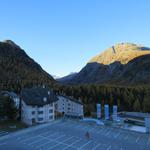 Blick vom Hotelzimmer ins Val Roseg. Die heutige Wanderung wird uns dort hinführen