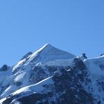 Blick hinauf zum Piz Roseg mit Vorgipfel (Schneekuppe)