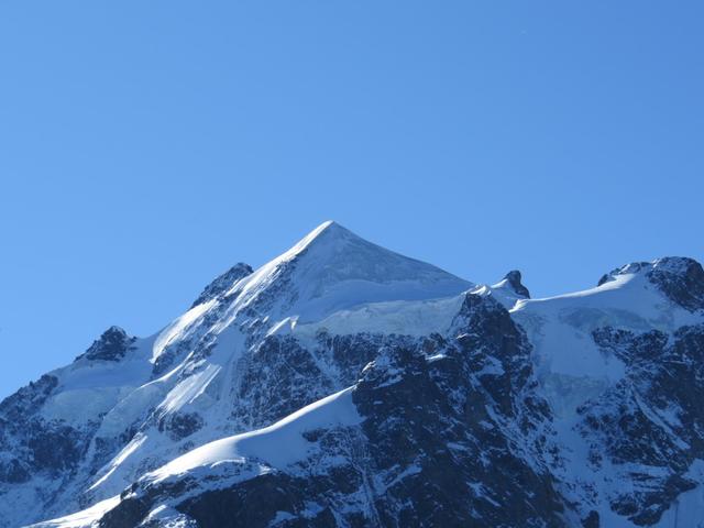 Blick hinauf zum Piz Roseg mit Vorgipfel (Schneekuppe)