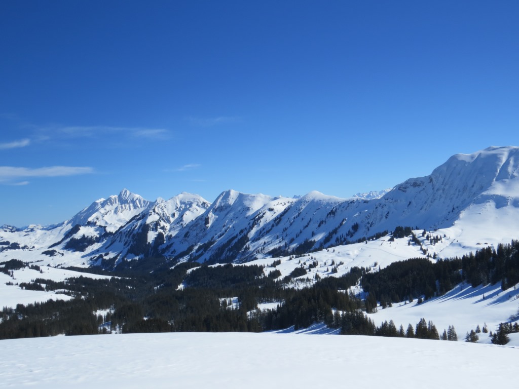 auf der anderen Seite erblicken wir Augstmatthorn, Riedergrat, Tannhorn und zuhinterst Brienzer Rothorn