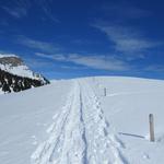 über traumhaftes Schneeschuhgebiet erreichen wir den Stand 1765 m.ü.M.