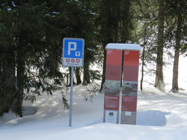 der Parkplatz Schwarzbach. Nur im Sommer erreichbar