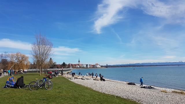 direkt vor uns taucht Friedrichshafen auf