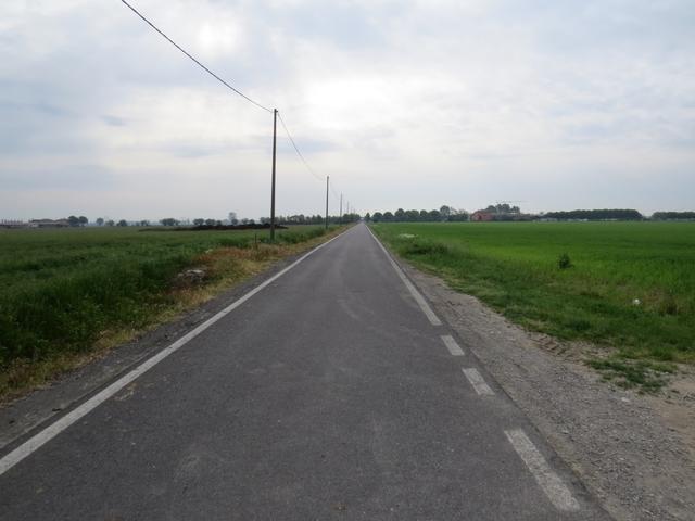 schnurgerade verlassen wir Fiorenziola d'Arda und laufen dem Höhepunkt des tages zu, Chiaravalle della Colomba