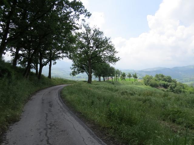 aufwärts laufend erreichen wir die Häuser von Caselle