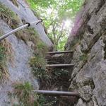 die zweite Leiter führt einem zwischen den Felsen aufwärts