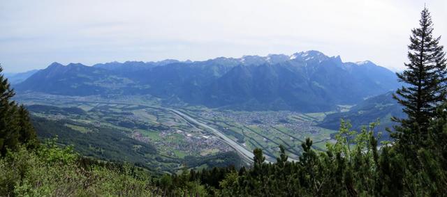 sehr schönes Breitbildfoto mit Blick ins Rheintal zu den drei Schwestern und das Rätikon, das wir auch erwandert haben