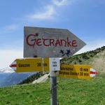 Wegweiser auf der Alp Folla 1668 m.ü.M. weiter geht es Richtung Rieterhütten