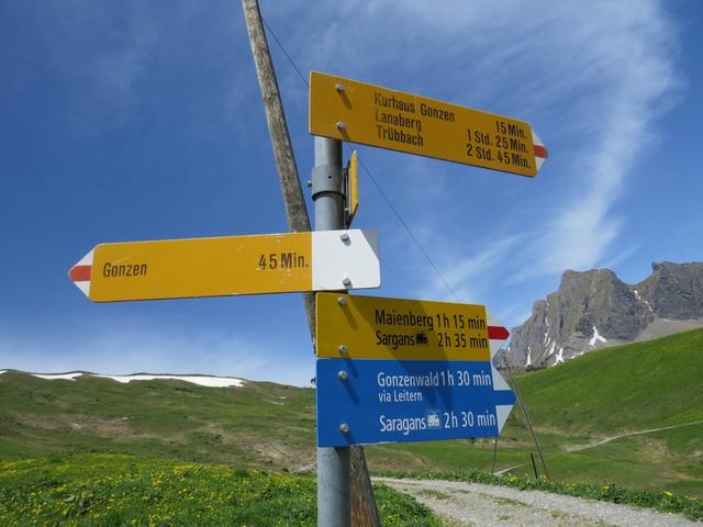 auf einer Alpstrasse weiter absteigend erreichen wir danach die Rieterhütten 1579 m.ü.M.