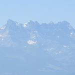 die Dents du Midi herangezoomt. Was für eine gewaltige Bergtour als wir dort oben standen