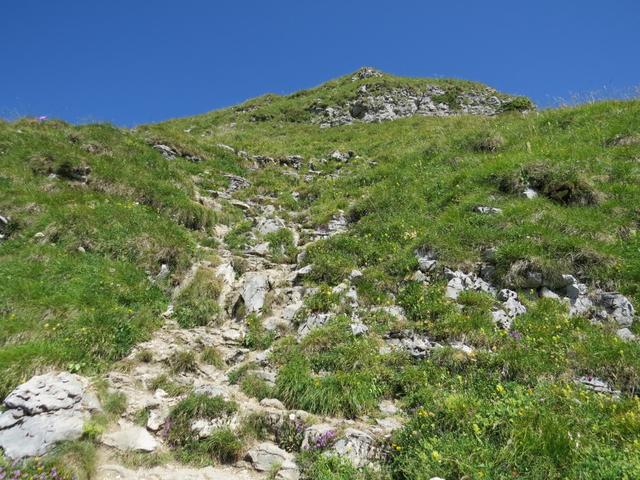 bei Nässe ist von einer Besteigung abzuraten. Zu steil und rutschig ist dann der Bergweg