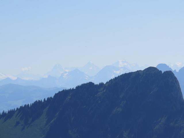 man sieht sogar das Dreigestirn: Eiger, Mönch und Jungfrau