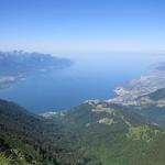 Atemberaubend ist der Tiefblick zum Genfersee, Montreux und Vevey